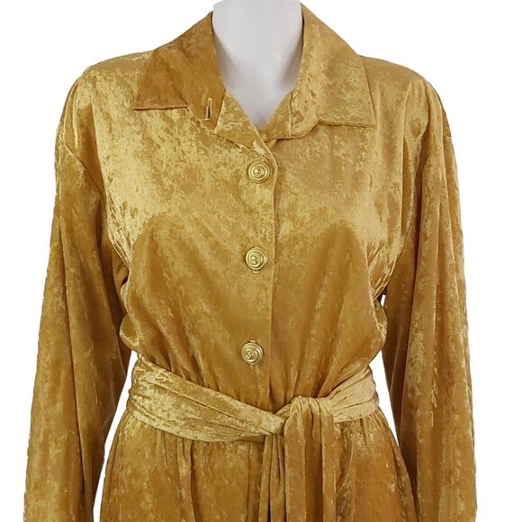 Vintage Brownstone Studio Gold Velvet Jumpsuit Size Small P - Picture 6 of 9